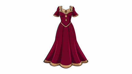 The luxurious velvet dress had a deep rich burgundy color and was adorned with intricate lace detailing making it a truly gorgeous piece of clothing.. Cartoon Vector.