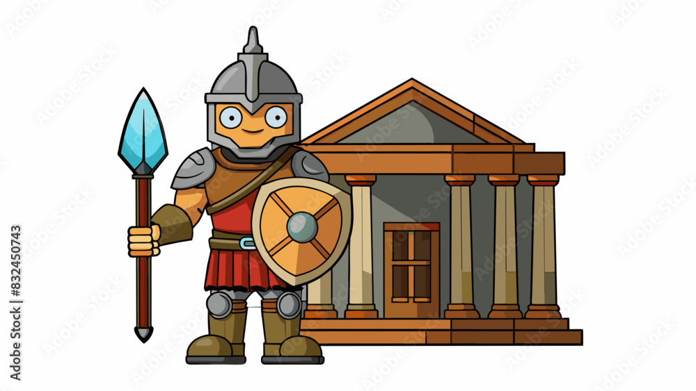 Poster the old library was guarded by a large wooden statue of a knight dressed in full armor and holding a