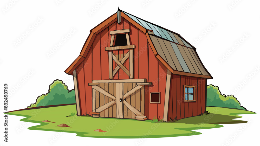 Poster the old weathered barn stood stoically in the field its wooden boards worn and chipped but still sy.