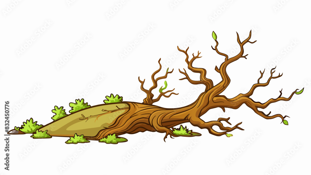 Poster the old tree was completely uprooted now lying on its side with its gnarled roots exposed to the air