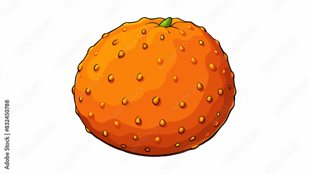 Aufkleber The outer layer of the fruit was rough and bumpy with a vibrant orange color and a sweet aroma emanating from it.. Cartoon Vector.