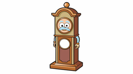 The old grandfather clock ticked slowly marking the passing of each second with a heavy and deliberate chime. Its hands moved at a glacial pace as if. Cartoon Vector.