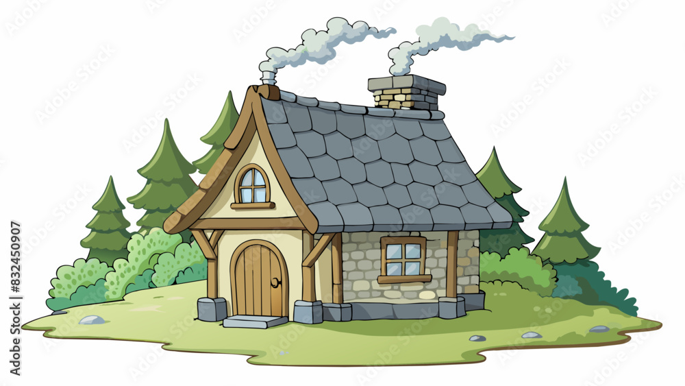Aufkleber the quaint cottage nestled in the woods was made of weathered stone and had a thatched roof. its win