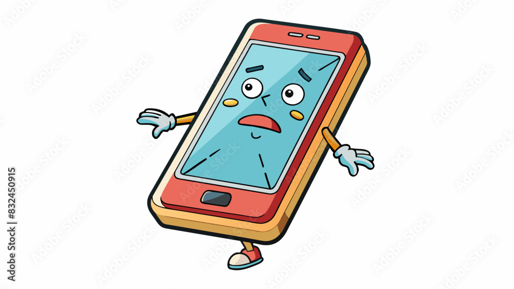 Poster The phones screen was cracked the buttons were sticky and the battery drained quickly making it a frustrating device to use.. Cartoon Vector.