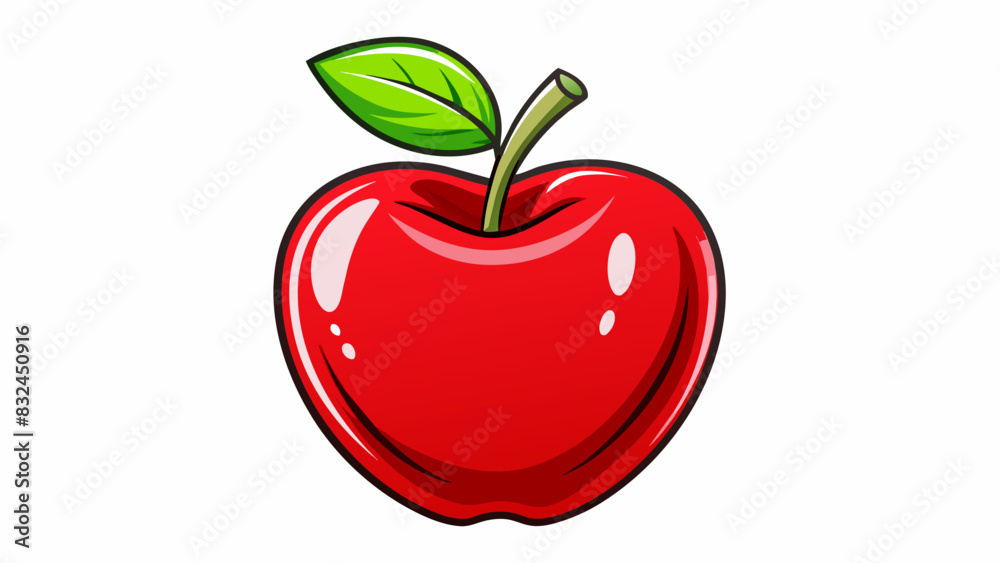 Poster The perfect apple with a smooth and shiny red skin perfectly crisp and juicy when bitten and bursting with the sweetest flavor.. Cartoon Vector.