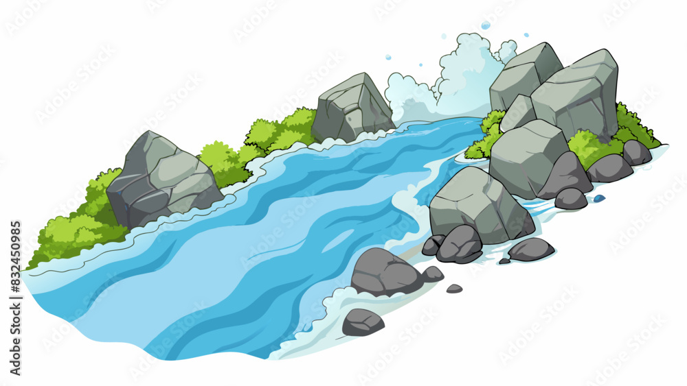 Poster the river rushed past the boulders with incredible speed and force its roiling waters underting the 