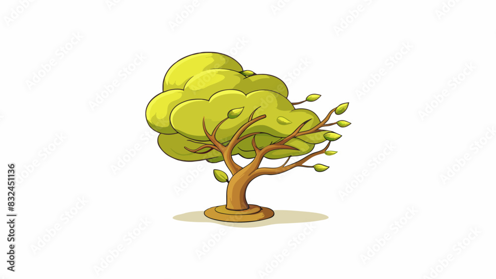Aufkleber The small tree had thin delicate branches that swayed in the breeze.. Cartoon Vector.
