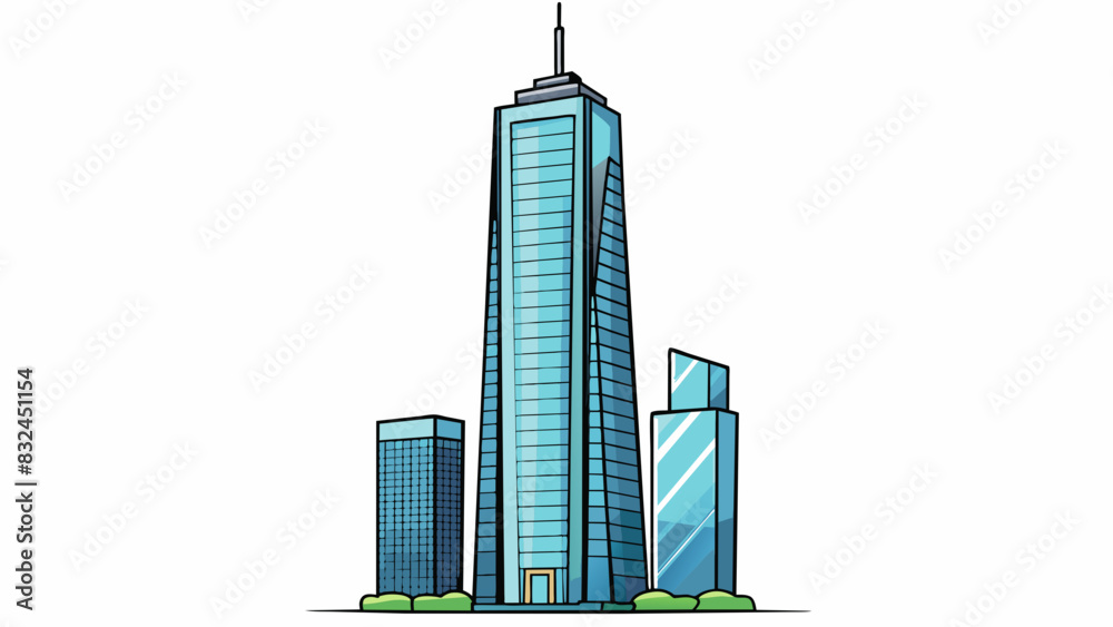 Poster the skyscr stood tall and sleek its towering height making it a prominent feature of the citys skyli