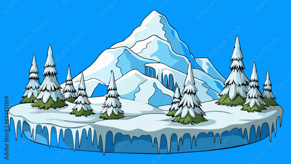 Poster the snowcovered landscape was a dazzling sight sparkling in the sunlight. tall frosted pine trees we