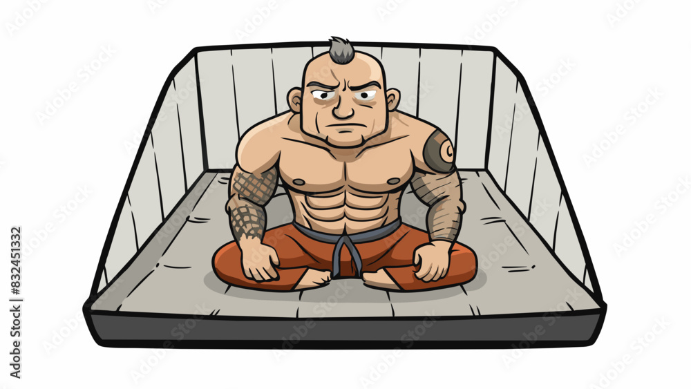 Poster the third prisoner sat alone in his small cramped cell. he was a muscular man with a shaved head and