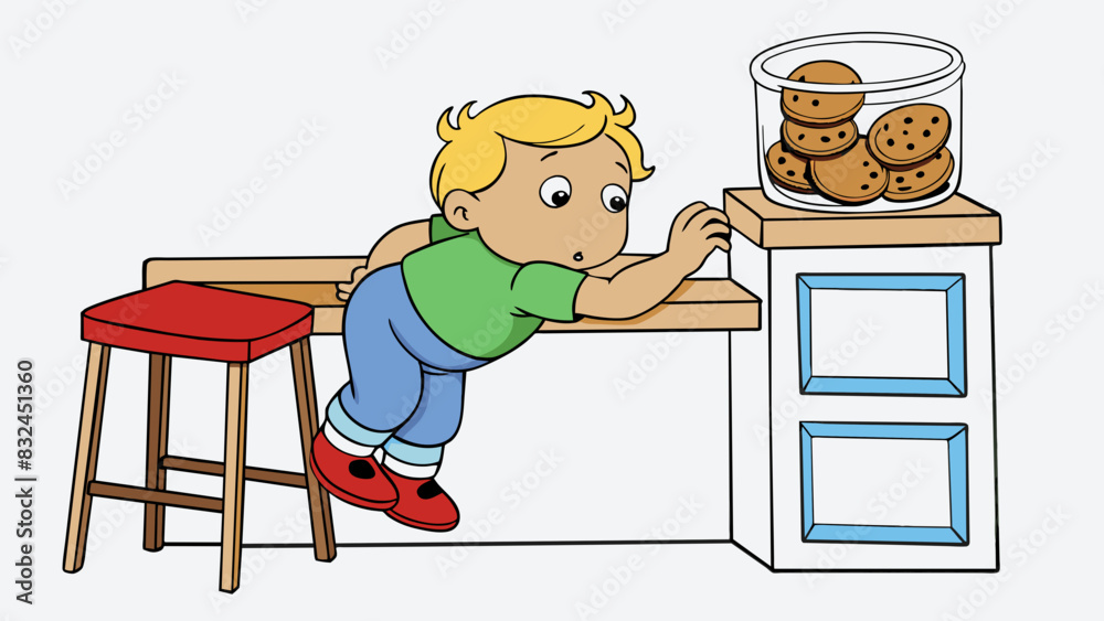 Poster the toddler tried to reach the kitchen counter but it was still too high for them. they pushed a cha