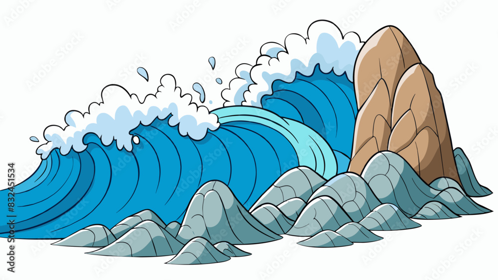 Poster The waves crashed against the rocky shore their apparent ferocity creating a cacophony of sound that could be heard for miles. Yet amidst the chaos a. Cartoon Vector.