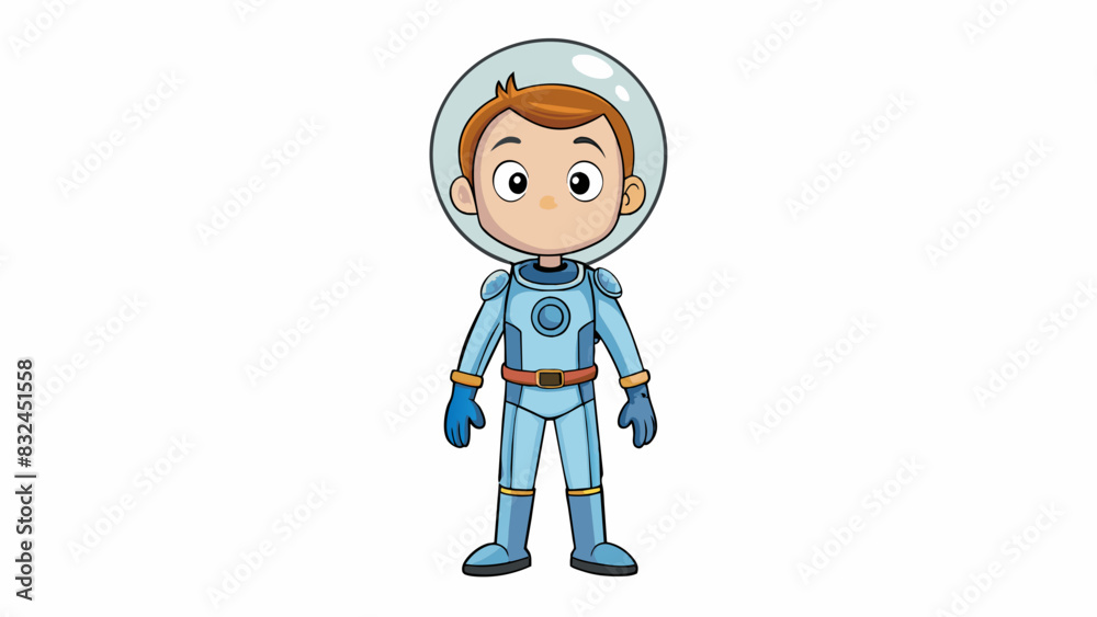 Poster The young boy stood in front of the class proudly declaring his intentions to become an astronaut when he grows up.. Cartoon Vector.