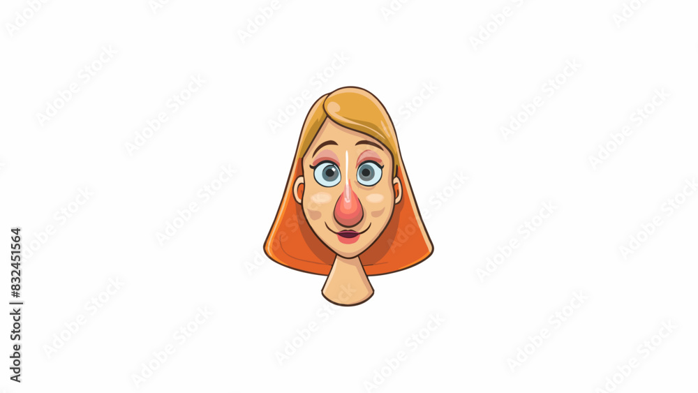 Poster The womans nose was and upturned resembling a tiny ski jump. It had softly curved edges and a small delicate tip.. Cartoon Vector.