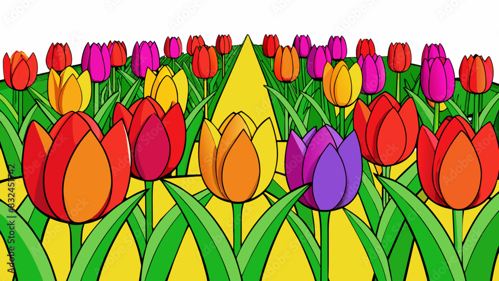 Poster tulips holland is known for its colorful fields of tulips which bloom in the spring. these vibrant f