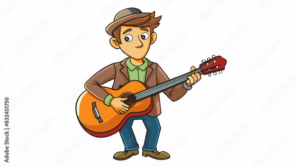 Fototapete Tuning a guitar Musicians know the importance of regularly tuning their instruments to maintain the desired sound quality. Tuning involves adjusting. Cartoon Vector.