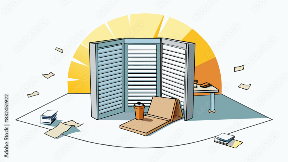 Poster with a flick of a switch the metal shutters rolled up flooding the small room with bright sunlight a