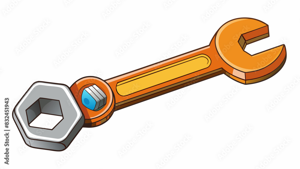 Aufkleber wrench a tool used for turning and tightening bolts and nuts. it has an adjustable metal head with t