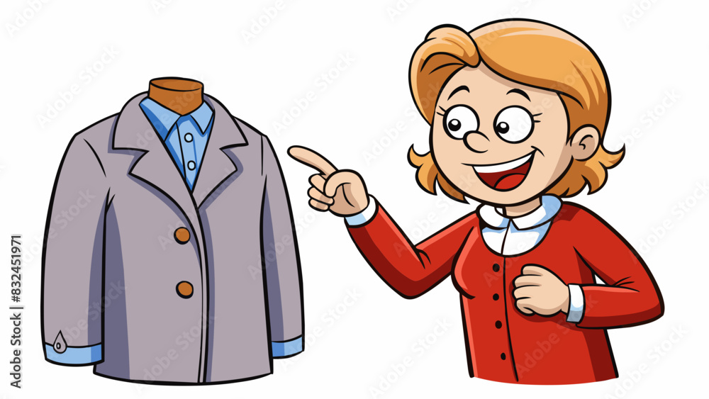 Aufkleber with a smirk she remarked on his thread coat teasing him about the holes and missing buttons.. carto