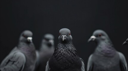 Group of birds against dark background