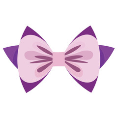 Purple ribbon bow knot vector illustration, violet color ribbon bowtie, isolated on white background