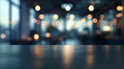 Warm Twilight Glow Illuminates Modern Office Interior