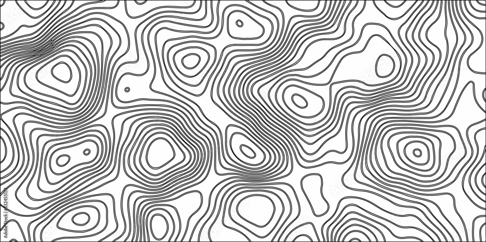 Poster modern white and black abstract topographic contours 3d map background. geographic map conceptual de