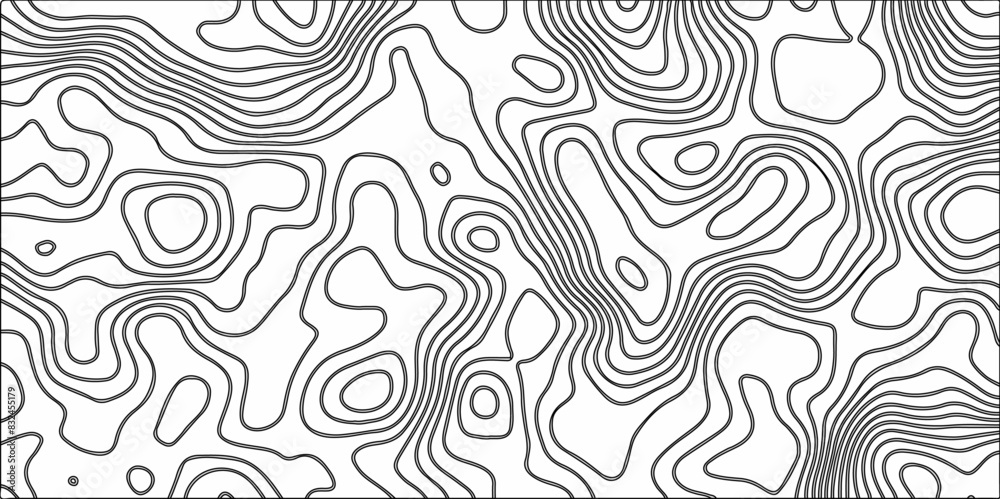Fototapete modern white and black abstract topographic contours 3d map background. geographic map conceptual de