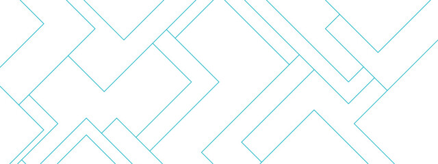 Abstract blue and white square line shape with futuristic concept background. futuristic architecture concept blueprint with digital geometric connection blue lines.