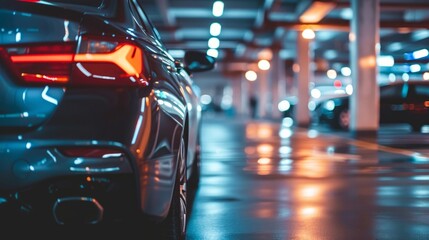 Fototapeta premium Cars parked in row on outdoor parking. Cars in parking.