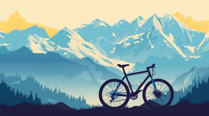 Obraz premium bicycle with mountain background. space area for text