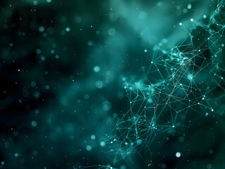 Abstract Network Connections in Cyberspace with Turquoise Hue