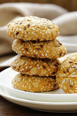 cereal biscuits with seeds of flax and sunflower