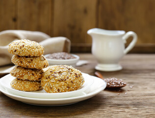 cereal biscuits with seeds of flax and sunflower