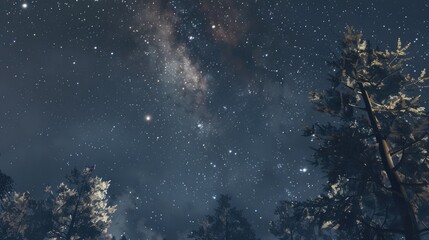 Fototapeta premium A peaceful night sky with a clear view of sparkling stars and distant galaxies, perfect for stargazing