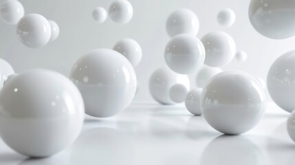 background with delicate, floating spheres casting soft shadows