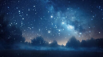 A peaceful night sky with a clear view of sparkling stars and distant galaxies, perfect for stargazing