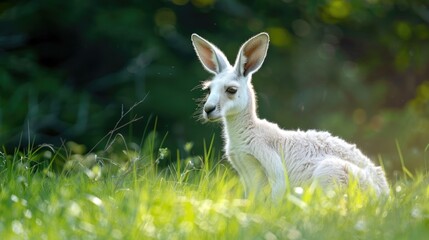 Obraz premium White kangaroo standing in a grassy field