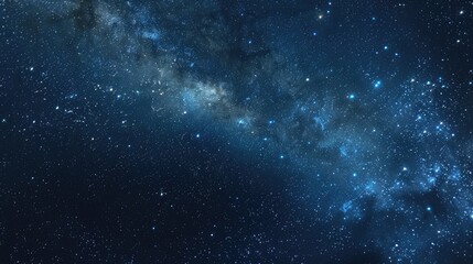 Naklejka premium A peaceful night sky with a visible Milky Way and countless stars, creating a sense of awe and wonder