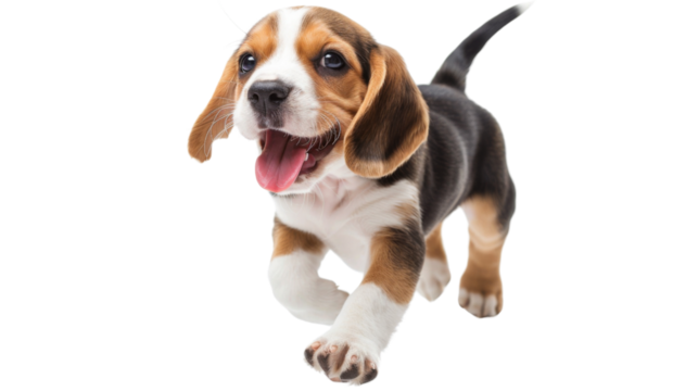 Happy excited beagle puppy 