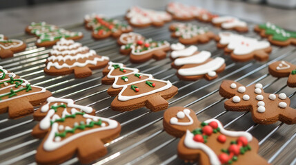 Fragrant Christmas gingerbreads, ginger cookies on a wooden background