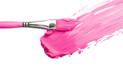 Hand painted stroke of pink paint brush 