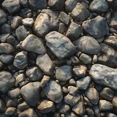 Rocky Ground Covered With Various Sizes of Stones in Daylight. Generative AI
