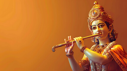 beautiful lord rama statue in orange color background