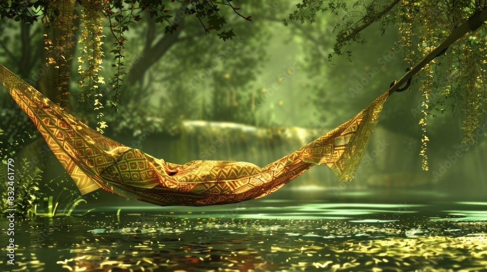 Wall mural Hammock in a summer forest for vacation or nature themed designs - Wall murals