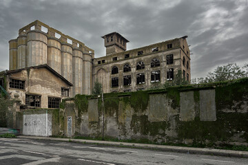 Details of the ruined building of the Grandes Molinos Vascos flour company