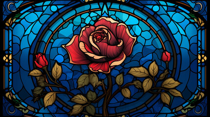 Stained-glass background wallpaper of red roses