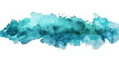 Turquoise ink smudge on white background or PNG