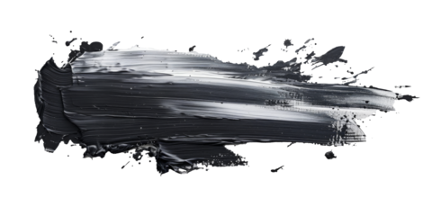 A single, bold black brush stroke contrasts against a clean white background or PNG