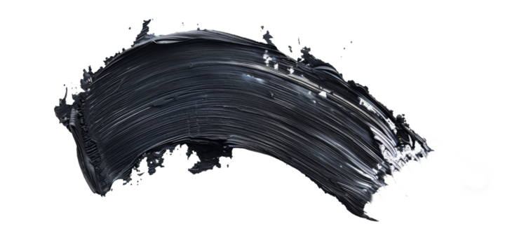 Black brush stroke contrasts against a clean white background or PNG